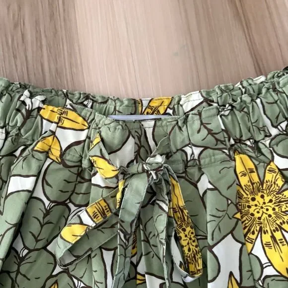 Uniqlo x J.W. Anderson Green Floral Paperbag Drawstring Cotton Shorts size XS - Picture 4 of 7